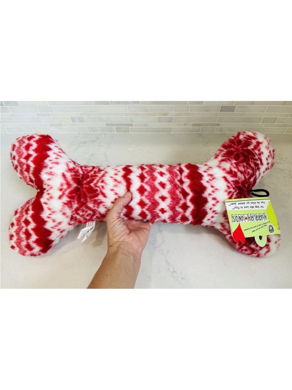 NWT HUGE XL Hugglehounds Plush Fleece Holiday Christmas Bone Squeaky Dog Toy